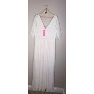 Lilly Pulitzer Bridal Bachelorette Coastal Lace Maxi Parigi Dress Size XL NWT‎